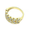 Anillo Multi Piedra 01.346.0019.08 Oro Laminado, Diseño de Oja, con Zirconia Cubica Blanca, Pulido, Dorado