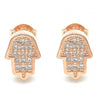 Arete Dormilona 02.336.0132.1 Plata Rodinada, Diseño de Mano de Dios, con Micro Pave Blanca, Pulido, Oro Rosado