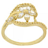 Anillo Multi Piedra 5.166.007.06 Oro Laminado, Diseño de Flor, con Zirconia Cubica Blanca, Pulido, Dorado