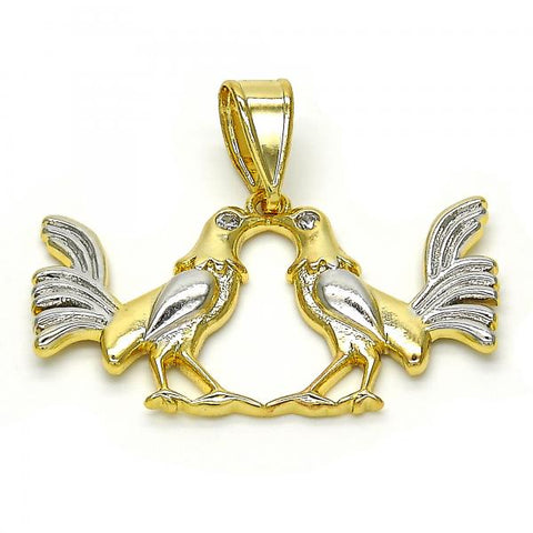 Dije Elegante 05.253.0036 Oro Laminado, con Zirconia Cubica Blanca, Pulido, Dos Tonos