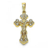 Dije Religioso 05.351.0026 Oro Laminado, Diseño de Crucifijo, con Cristal Blanca, Pulido, Dorado