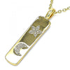 Dije Elegante 05.342.0040 Oro Laminado, Diseño de Estrella y Luna, Diseño de Estrella, con Micro Pave Blanca, Pulido, Dorado