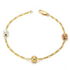 Pulsera Elegante 03.08.0129.08 Chapa de Oro, Diseño de Bola, Diamantado, Tricolor