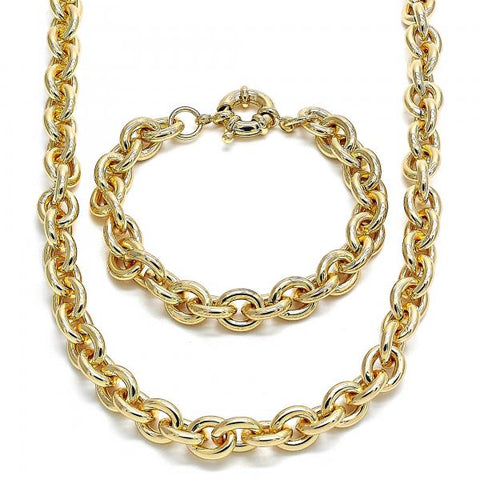 Collar y Pulso 06.319.0005 Oro Laminado, Diseño de Chunky, Pulido, Dorado