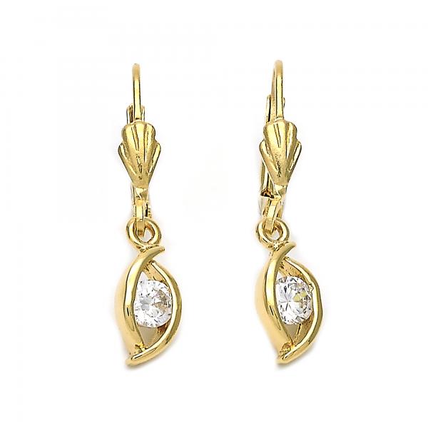 Arete Colgante 5.027.016 Oro Laminado, con Zirconia Cubica Blanca, Pulido, Dorado