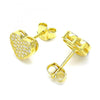 Arete Dormilona 02.369.0001.2 Plata Rodinada, Diseño de Corazon, con Zirconia Cubica Blanca, Pulido, Dorado