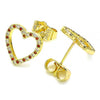 Arete Dormilona 02.94.0117.1 Oro Laminado, Diseño de Corazon, con Micro Pave Granate y Blanca, Pulido, Dorado