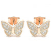 Arete Dormilona 02.336.0130.1 Plata Rodinada, Diseño de Mariposa, con Micro Pave Blanca, Pulido, Oro Rosado