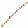 Pulsera Elegante 03.326.0009.1.06 Oro Laminado, Diseño de Ojo Griego y Delfin, Diseño de Ojo Griego, Resinado Rojo, Dorado