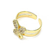 Anillo Infantil 01.233.0017 Oro Laminado, Diseño de Mariposa, con Micro Pave Blanca, Pulido, Dorado
