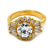 Anillo Multi Piedra 5.170.021.08 Oro Laminado, Diseño de Baguette y Cluster, Diseño de Baguette, con Zirconia Cubica Blanca, Pulido, Dorado