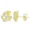 Arete Dormilona 02.336.0121.2 Plata Rodinada, Diseño de Flor, con Zirconia Cubica Blanca, Pulido, Dorado