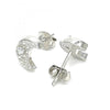 Arete Dormilona 02.369.0036 Plata Rodinada, Diseño de Luna, con Zirconia Cubica Blanca, Pulido, Rodinado