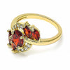 Anillo Multi Piedra 01.283.0014.07 Oro Laminado, con Zirconia Cubica Granate y Blanca, Pulido, Dorado
