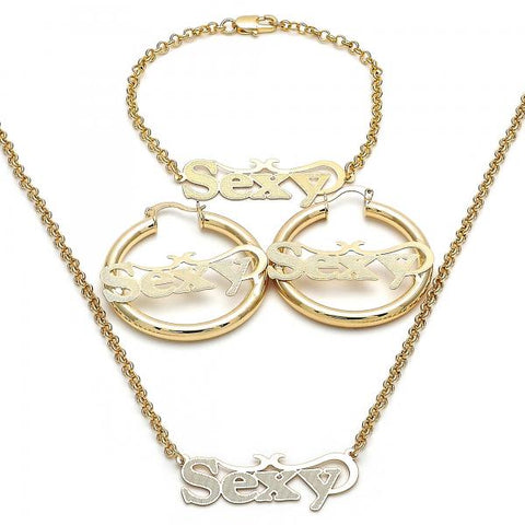 Collar, Pulso y Arete 06.63.0252 Oro Laminado, Pulido, Dorado
