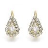 Arete Gancho Frances 5.125.012.4 Oro Laminado, Diseño de Gota, con Zirconia Cubica Blanca, Pulido, Dorado