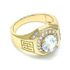 Anillo de Hombre 01.266.0050.10 Oro Laminado, con Zirconia Cubica Blanca y Micro PaveBlanca, Pulido, Dorado