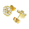 Arete Dormilona 02.387.0086 Oro Laminado, Diseño de Flor, con Zirconia Cubica Blanca, Pulido, Dorado