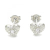 Arete Dormilona 02.369.0039 Plata Rodinada, Diseño de Corazon, con Zirconia Cubica Blanca, Pulido, Rodinado