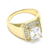 Anillo de Hombre 01.266.0016.3.12 Oro Laminado, con Zirconia Cubica Blanca y Micro PaveBlanca, Pulido, Dorado