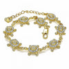 Pulsera Elegante 03.351.0053.07 Oro Laminado, Diseño de Tortuga, con Cristal Blanca, Pulido, Dorado