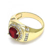 Anillo de Hombre 01.266.0047.1.11 Oro Laminado, con Zirconia Cubica Granate y Micro PaveBlanca, Pulido, Dorado