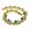 Pulsera Elegante 03.210.0067.4.08 Oro Laminado, Diseño de Elefante, con Zirconia Cubica Negro y Blanca, Pulido, Dorado