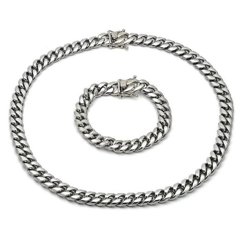 Collar y Pulso 06.116.0042.1 Acero Inoxidable, Diseño de Miami Cubana, Pulido, Acero