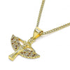 Collares con Dije 04.156.0439.1.20 Oro Laminado, Diseño de Angel, con Micro Pave Granate y Blanca, Pulido, Dorado