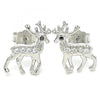 Arete Dormilona 02.336.0158 Plata Rodinada, Diseño de Ciervo, con Micro Pave Negro y Blanca, Pulido, Rodinado