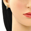 Arete Dormilona 02.156.0620 Oro Laminado, Diseño de Angel, con Micro Pave Blanca, Pulido, Dorado