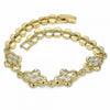 Pulsera Elegante 03.357.0015.07 Oro Laminado, con Zirconia Cubica Blanca, Pulido, Dorado