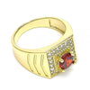 Anillo de Hombre 01.283.0027.1.10 Oro Laminado, con Zirconia Cubica Granate y Blanca, Pulido, Dorado
