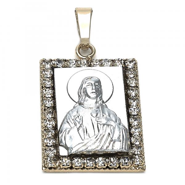 Dije Religioso 5.198.027 Oro Laminado, Diseño de Jesus, con Zirconia Cubica Blanca, Pulido, Dos Tonos