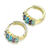Argolla Huggie 02.210.0560.1.15 Oro Laminado, con Zirconia Cubica Topacio Azul y Amatista, Pulido, Dorado