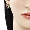 Arete Dormilona 02.210.0441.1 Oro Laminado, Diseño de Corazon, con Zirconia Cubica Granate y Blanca, Pulido, Dorado