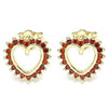 Arete Dormilona 02.284.0032.1 Oro Laminado, Diseño de Corazon, con Zirconia Cubica Granate, Pulido, Dorado