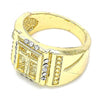 Anillo de Hombre 01.351.0009.10 Oro Laminado, Diseño de Crucifijo, con Cristal Blanca, Pulido, Dorado