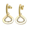 Arete Colgante 095.001.1 Oro Laminado, Diseño de Gota, con Zirconia Cubica Blanca, Pulido, Dorado