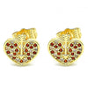 Arete Dormilona 02.156.0480.1 Oro Laminado, Diseño de Corazon, con Micro Pave Granate y Blanca, Pulido, Dorado