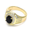 Anillo de Hombre 01.266.0050.2.10 Oro Laminado, con Zirconia Cubica Negro y Micro PaveBlanca, Pulido, Dorado