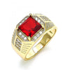 Anillo de Hombre 01.266.0046.1.10 Oro Laminado, con Zirconia Cubica Granate y Micro PaveBlanca, Pulido, Dorado
