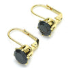 Arete Gancho Frances 5.128.075.1 Oro Laminado, con Zirconia Cubica Negro, Pulido, Dorado