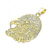 Dije Elegante 05.213.0123 Oro Laminado, Diseño de Aguila, con Cristal Blanca, Pulido, Dorado