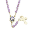 Rosario Fino 09.02.0026.18 Oro Laminado, Diseño de Caridad del Cobre y Cruz, Diseño de Caridad del Cobre, con Cristal Lavanda y Blanca, Pulido, Dorado