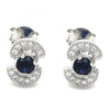 Arete Dormilona 02.369.0008.3 Plata Rodinada, con Zirconia Cubica Zafiro Azul y Blanca, Pulido, Rodinado