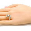 Anillo Multi Piedra 01.283.0018.08 Oro Laminado, con Zirconia Cubica Blanca, Pulido, Dorado