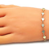Pulsera Elegante 03.326.0024.07 Oro Laminado, Diseño de Corazon, Diamantado, Dorado