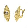 Arete Gancho Frances 5.127.039.2 Oro Laminado, Diseño de Torcido, con Zirconia Cubica Blanca, Diamantado, Dorado