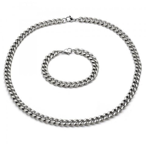 Collar y Pulso 06.278.0002 Acero Inoxidable, Diseño de Miami Cubana, Pulido,